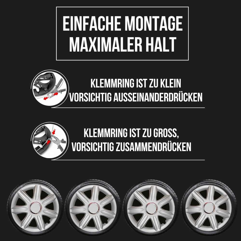 Albrecht Samoa Radkappen – 14–16 Zoll, 4er-Set – Montageanleitung