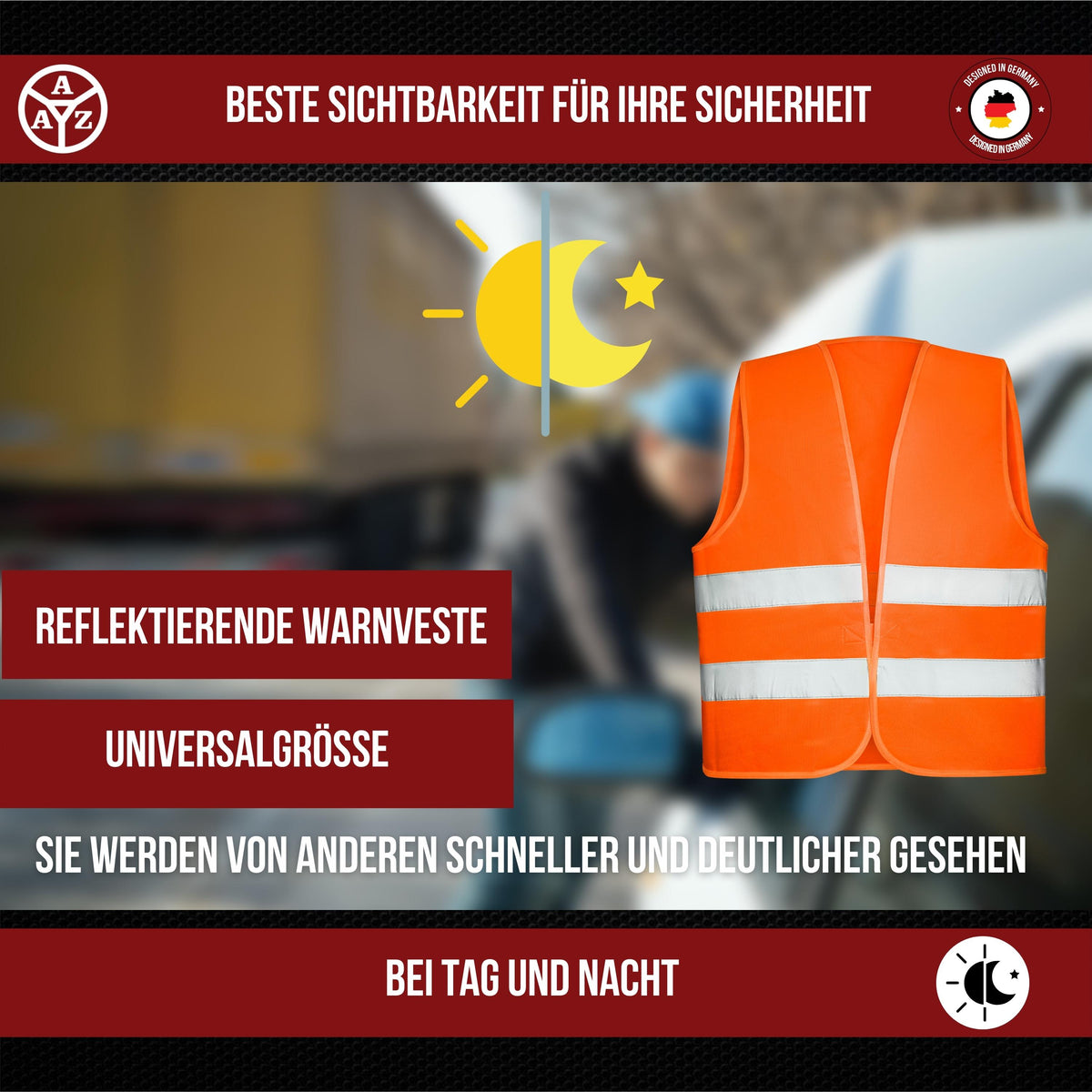 Warnwesten-Set – Gelb oder Orange, 4–24 Stück