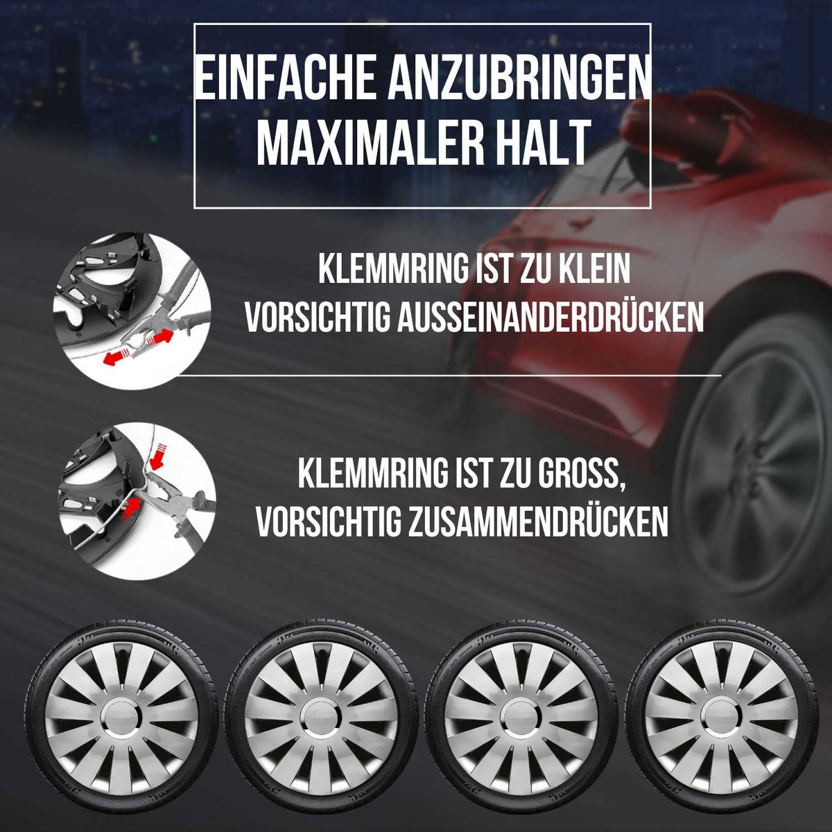 Albrecht Beat Radkappen – 14–16 Zoll, 4er-Set – Montageanleitung