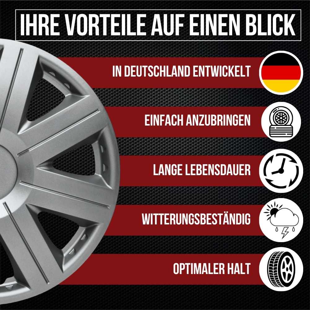 Albrecht Cosmos Radkappen – 13–16 Zoll, 4er-Set – Produktmerkmale