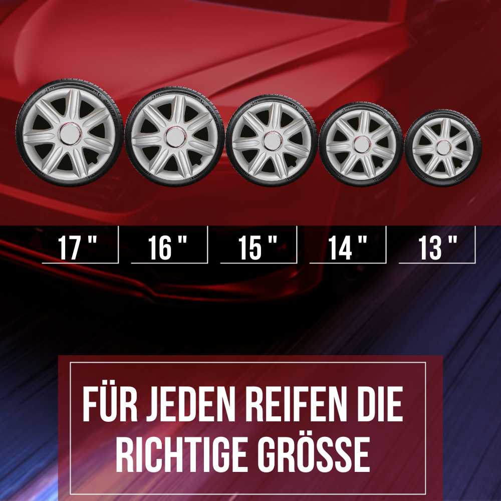 Albrecht Samoa Radkappen – 14–16 Zoll, 4er-Set – Größenübersicht