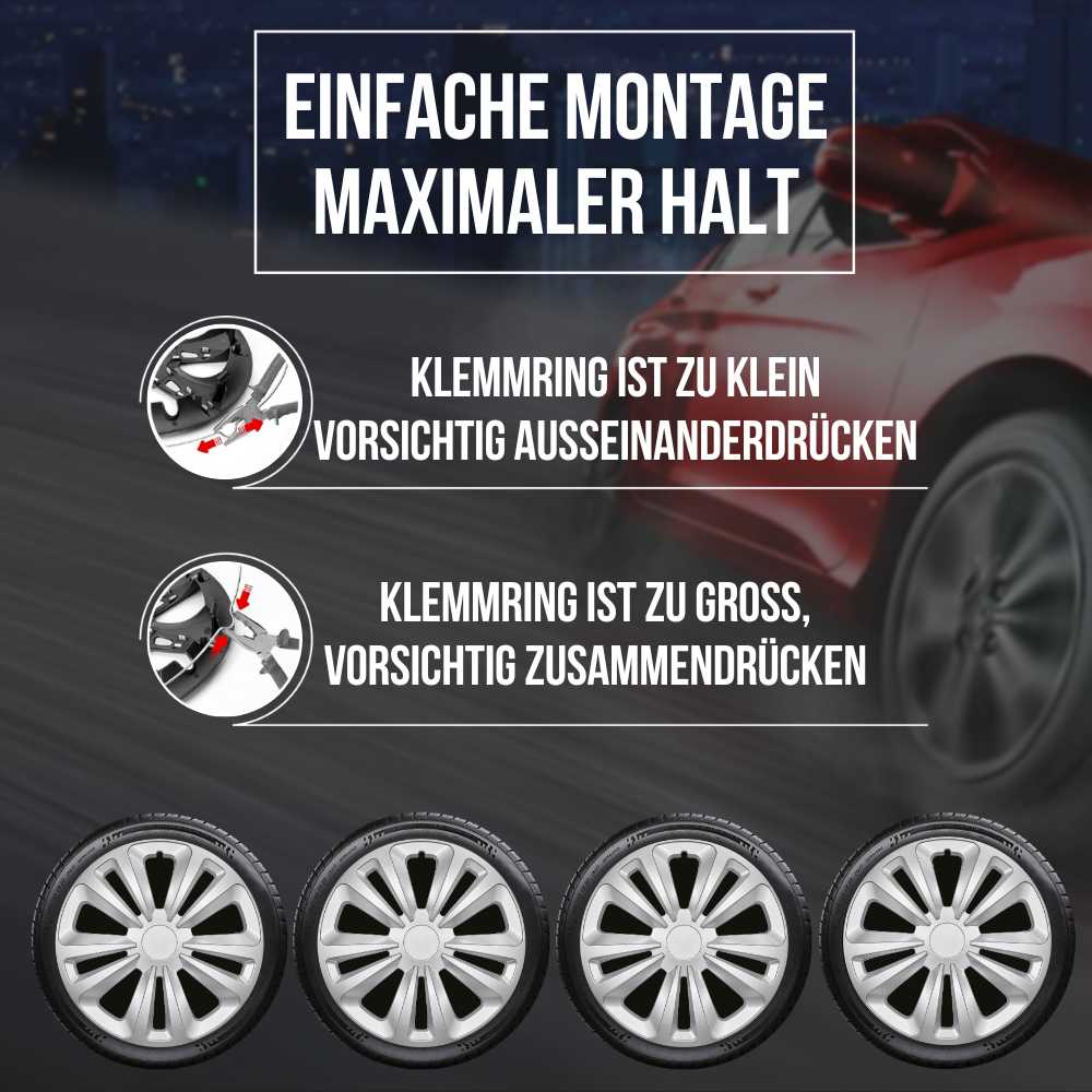 Albrecht Terra Radkappen – 13–16 Zoll, 4er-Set – Montageanleitung