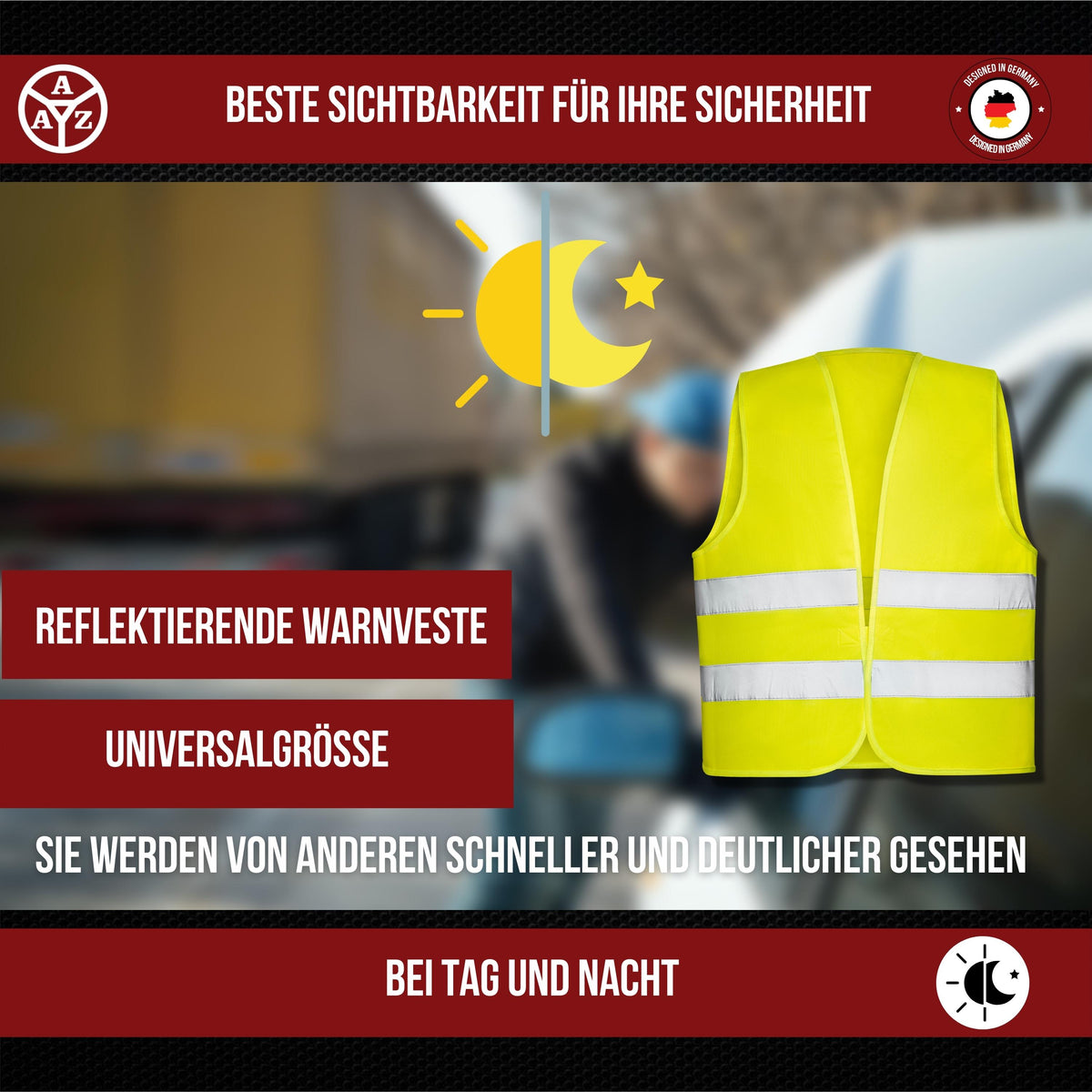 Warnwesten-Set – Gelb oder Orange, 4–24 Stück